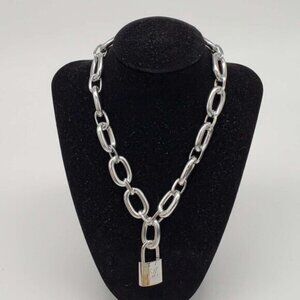 Authentic Louis Vuitton Lock & Key with Unbranded Silver Plated Chain Necklace